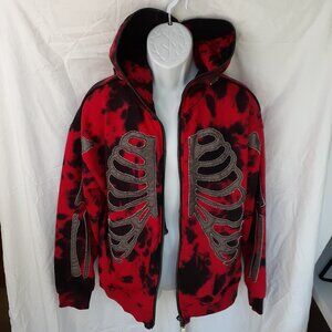 Forever 21 Men's Small Boneyard Heat Reactive Red and Black Skull and Bones Hood